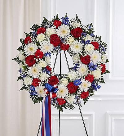 Serene Blessings&amp;trade; Standing Wreath- Red, White &amp;amp; Blue