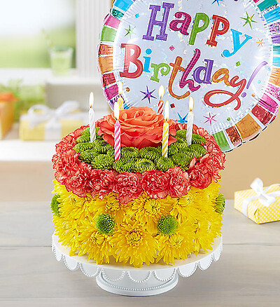 Birthday Wishes Flower Cake&amp;trade; Yellow