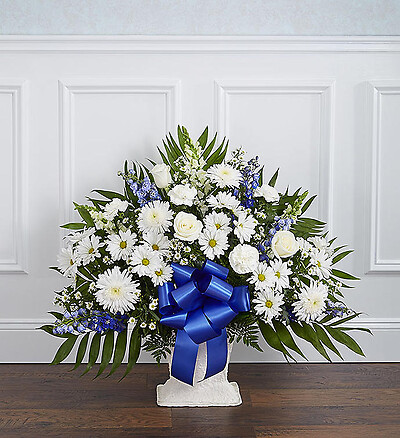 Heartfelt Tribute&amp;trade; Floor Basket- Blue &amp;amp; White